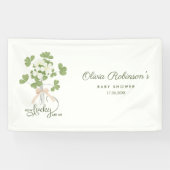 Modern Chic Lucky Shamrock with Bow baby shower Spandoek (Horizontaal)
