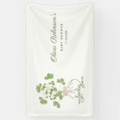 Modern Chic Lucky Shamrock with Bow baby shower Spandoek (Verticaal)