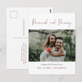 Modern Chic Married en Merry Fotokerst Briefkaart (Voorkant / Achterkant)