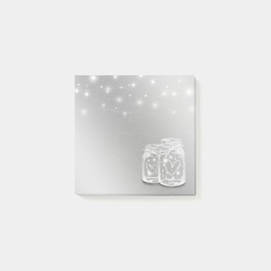 Modern Chic Mason Jars String Lights Silver Flower Post-it® Notes (Voorkant)