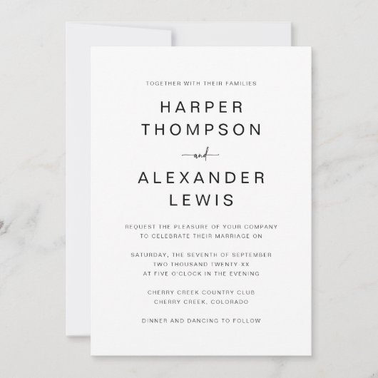 Modern Chic Minimalist Typography Wedding Kaart (Voorkant)