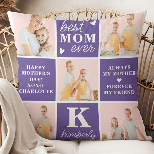 Modern Chic MOM Gepersonaliseerde Fotocollage Paar Kussen
