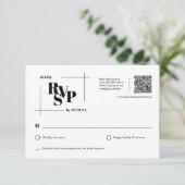 Modern Chic Monogram Minimal Wedding RSVP-Briefkaa RSVP Kaartje (Staand voorkant)