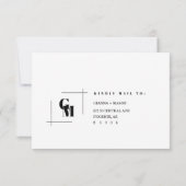 Modern Chic Monogram Minimal Wedding RSVP-Briefkaa RSVP Kaartje (Achterkant)