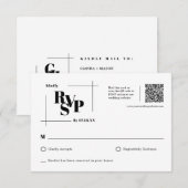 Modern Chic Monogram Minimal Wedding RSVP-Briefkaa RSVP Kaartje (Voorkant / Achterkant)