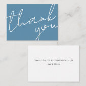 Modern Chic Navy Blue Calligraphy Script Wedding Notitiekaartje (Voorkant / Achterkant)