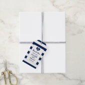 Modern Chic Navy Blue en White Wedding Cadeaulabel (Met Touw)