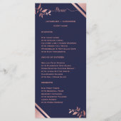 Modern Chic Navy Blue Wedding Menu with Guest Name (Voorkant)