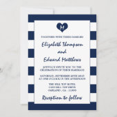 Modern Chic Navy Blue & White Wedding Kaart (Voorkant)