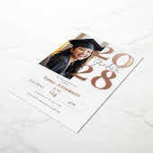 Modern Chic Photo Afstuderen Folie Uitnodiging (Gedraaid)