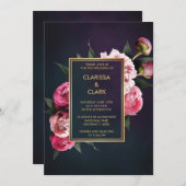 Modern Chic Pink Romantic Gold Wedding Kaart (Voorkant / Achterkant)