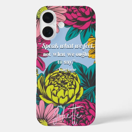 Modern Chic Pop Art Floral Shakespeare Quote Case-Mate iPhone Case (Achterkant)