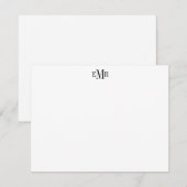 Modern Chic Professional Black 3 Monogram Initiaal Notitiekaartje (Voorkant / Achterkant)
