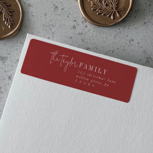 Modern chic   Red Family Return Address Label