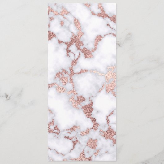 Modern Chic Roos Gold White marble Stone Pattern Menu (Achterkant)