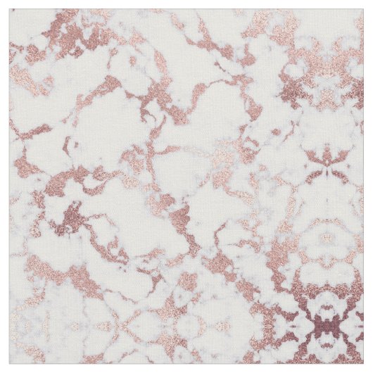 Modern Chic Roos Gold White marble Stone Pattern Stof (Close Up)