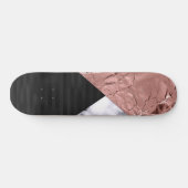 Modern Chic Roos Goud Zwart Marmer Geometrisch Skateboard (Horizontaal)