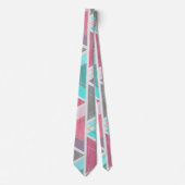 Modern Chic Roze Blauwgroen Goud Geometrische Drie Stropdas (Voorkant)