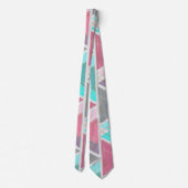 Modern Chic Roze Blauwgroen Goud Geometrische Drie Stropdas (Achterkant)