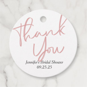 Modern chic roze script kalligrafie bruids brunch bedankjes labels