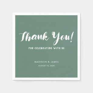 Modern Chic Sage Green Script Bedankt voor je huwe Servet