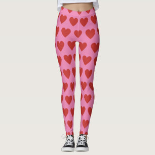 Modern Chic Schattige Red Heart Pattern op Roze Leggings