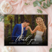 Modern Chic Script 2 Mariage photo Carte de remerc