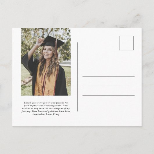 Modern chic Script Afstuderen Aankondiging (Achterkant)