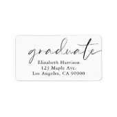 Modern Chic Script Afstuderen Retouradres Etiket (Voorkant)