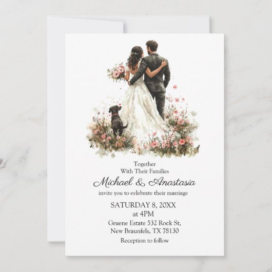  modern chic script budget wedding invitation   (Devant)