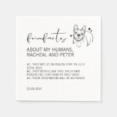 Modern Chic Script Bulldog Fun Facts Bruiloft Servet (Voorkant)