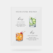 Modern & Chic Script Handtekening Drink Cocktail Acryl Bord (Voorkant)