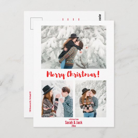 modern chic script is een kerstfoto briefkaart (Voorkant / Achterkant)