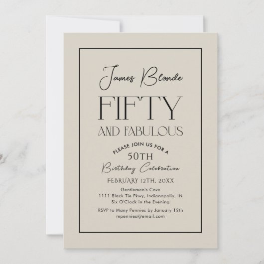 Modern Chic Script Mannen-verjaardagsfeest Kaart (Voorkant)