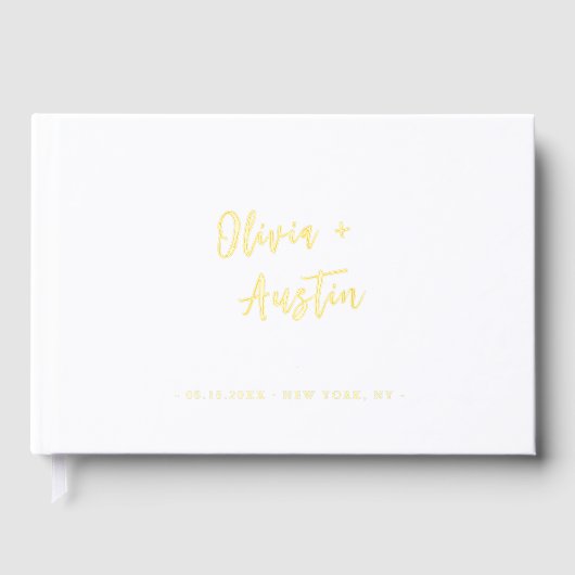Modern Chic Script Minimalist Wedding Gastenboek (Voorkant)