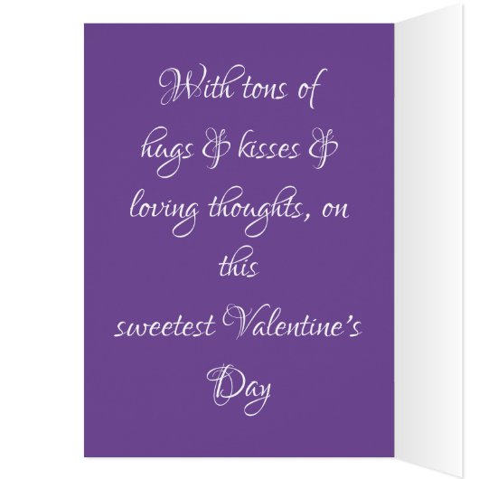 Modern Chic Script Nom Purple Valentines Carte de  (Intérieur (Gauche))