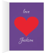 Modern Chic Script Nom Purple Valentines Carte de  (Intérieur (Droit))