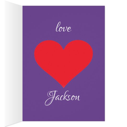 Modern Chic Script Nom Purple Valentines Carte de  (Intérieur (Droit))