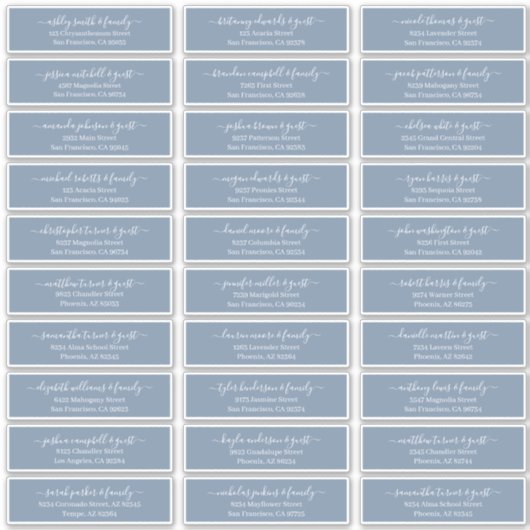 Modern Chic Script Weddenschap Namen adres Sticker (Voorkant)