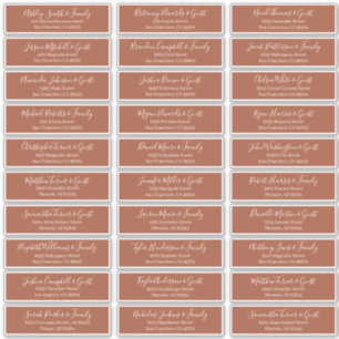 Modern Chic Script Weddenschap Namen adres Sticker