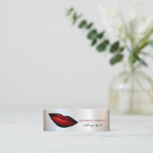 Modern Chic Silver, Red Lips, Makeup kunstenaar Mini Visitekaartje (Staand voorkant)