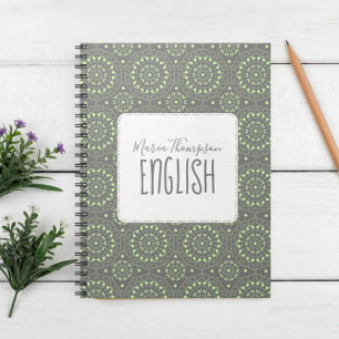 Modern Chic Simple Student Onderwerp Groen Grijs Notitieboek
