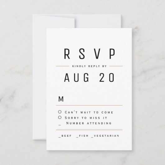 Modern Chic Simple Typography Wedding RSVP (Voorkant)