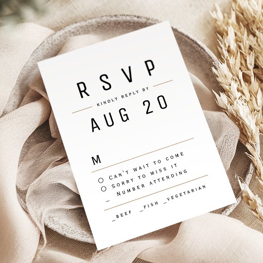 Modern Chic Simple Typography Wedding RSVP Kaartje