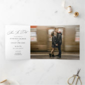 Modern Chic Statement Twee foto's Sla de datum Kaa Drieluik Uitnodiging (Binnen)