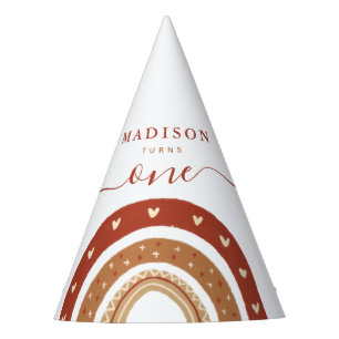 Modern Chic Terracotta Rainbow Boho Birthday Feesthoedjes