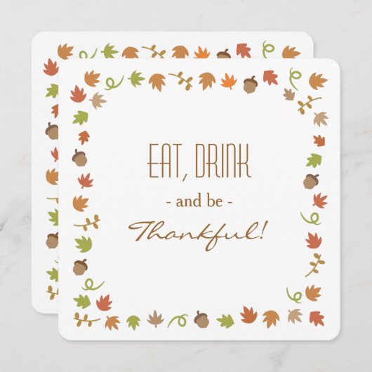 Modern Chic Thanksgiving Party Invitations (Devant / Derrière)
