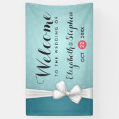 Modern Chic Turquoise White Ribbon Wedding Banner (Verticaal)