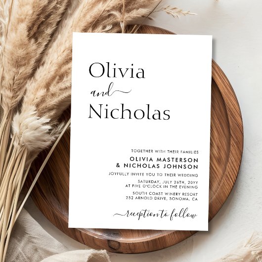 Modern Chic Typografie Script Foto Bruiloft Kaart