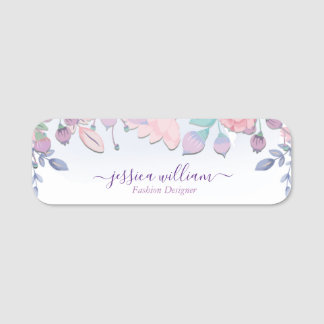 Modern Chic Waterverf Blue Hydrangeas Floral Naamplaatje